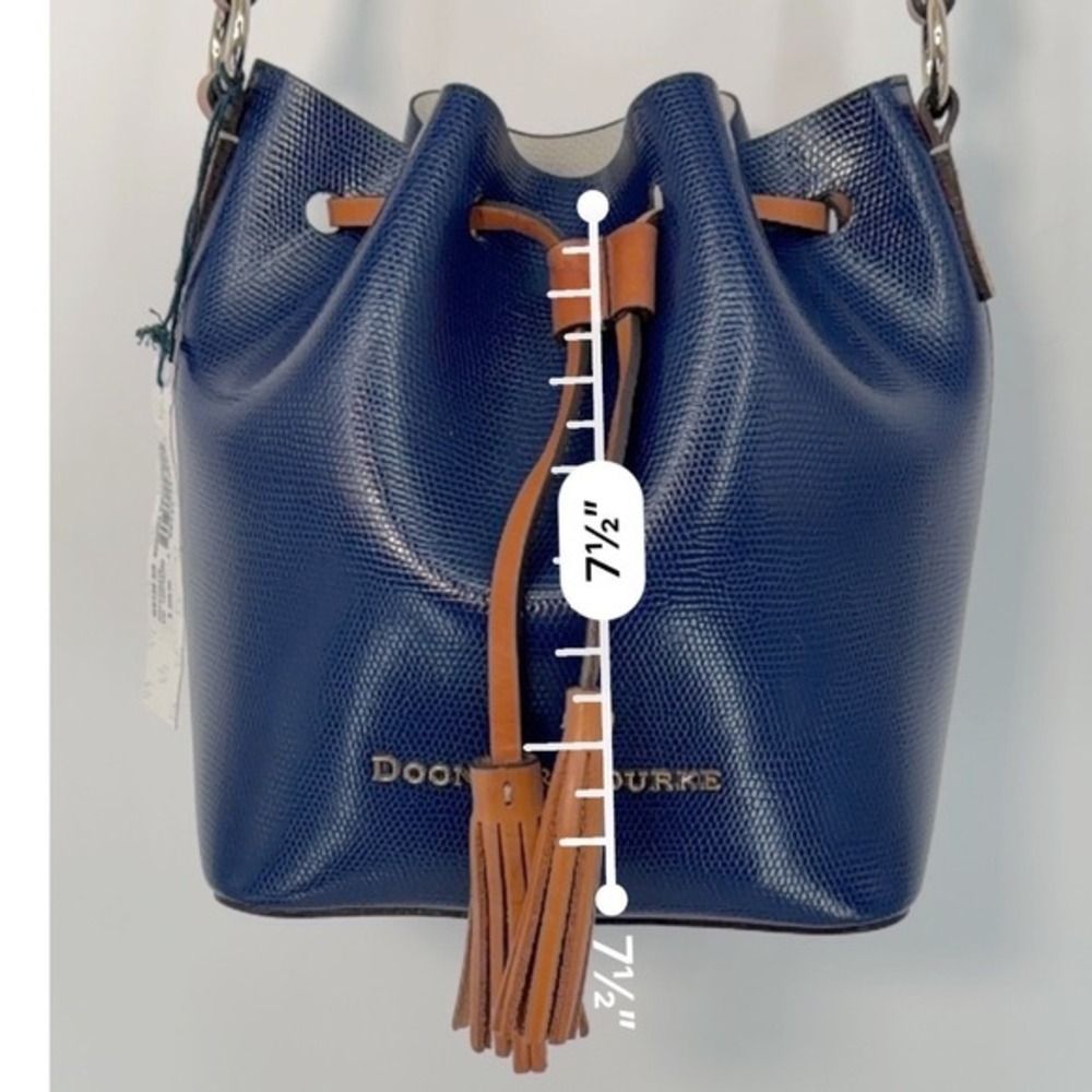 Dooney & Bourke Serena Drawstring Crossbody Blue Lizard Embossed Leather 104-29 - Picture 6 of 16